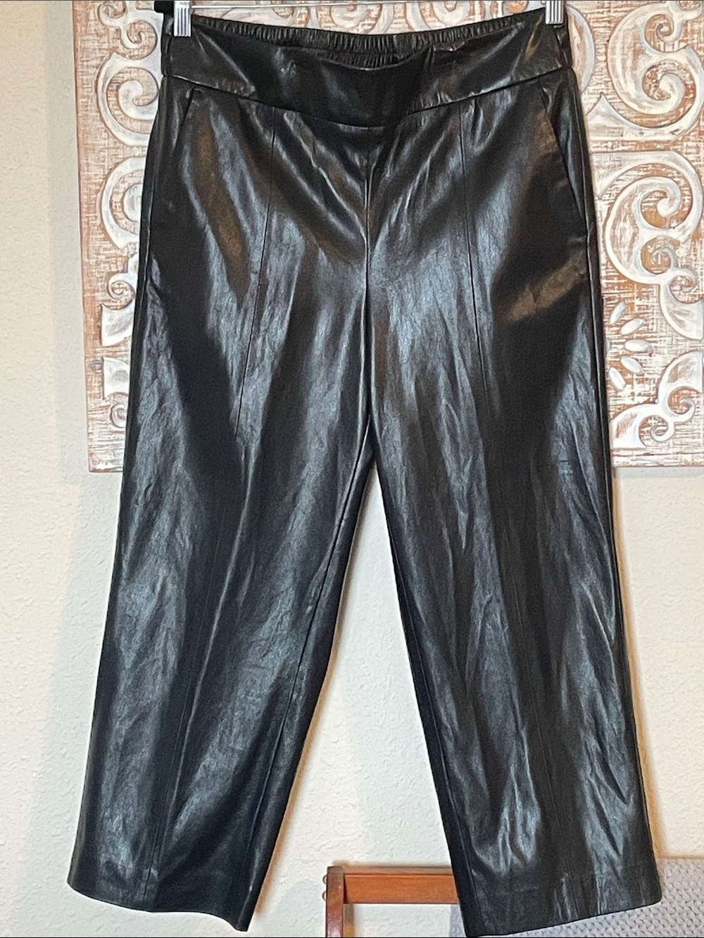 Chico's Black Faux Leather Wide-Leg Pants